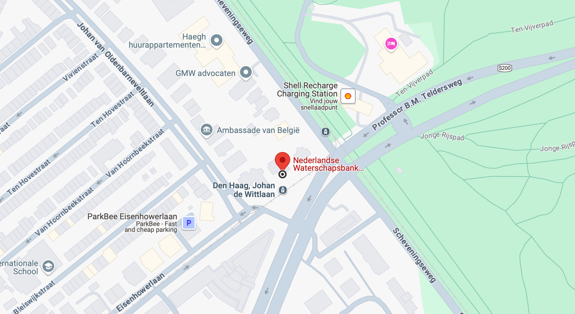 De locatie van de NWBBank op een weergave van een digitale kaart